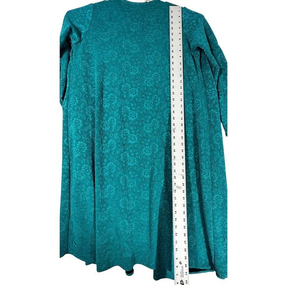 LuLaRoe Duster Jacket Women Size S Green All Over Floral Print Open Front Fairy - Picture 5 of 6